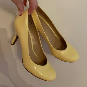 Pastel yellow Paten Leather Heels
